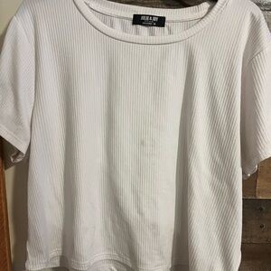Women's White Ribbed Top